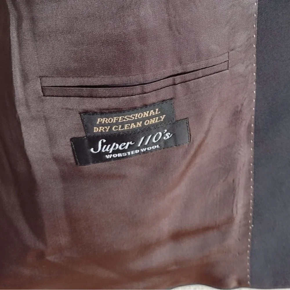 Haspel Super 110s Worsted 100% Wool Classic Suit Jacket Black Mens 52 Regular